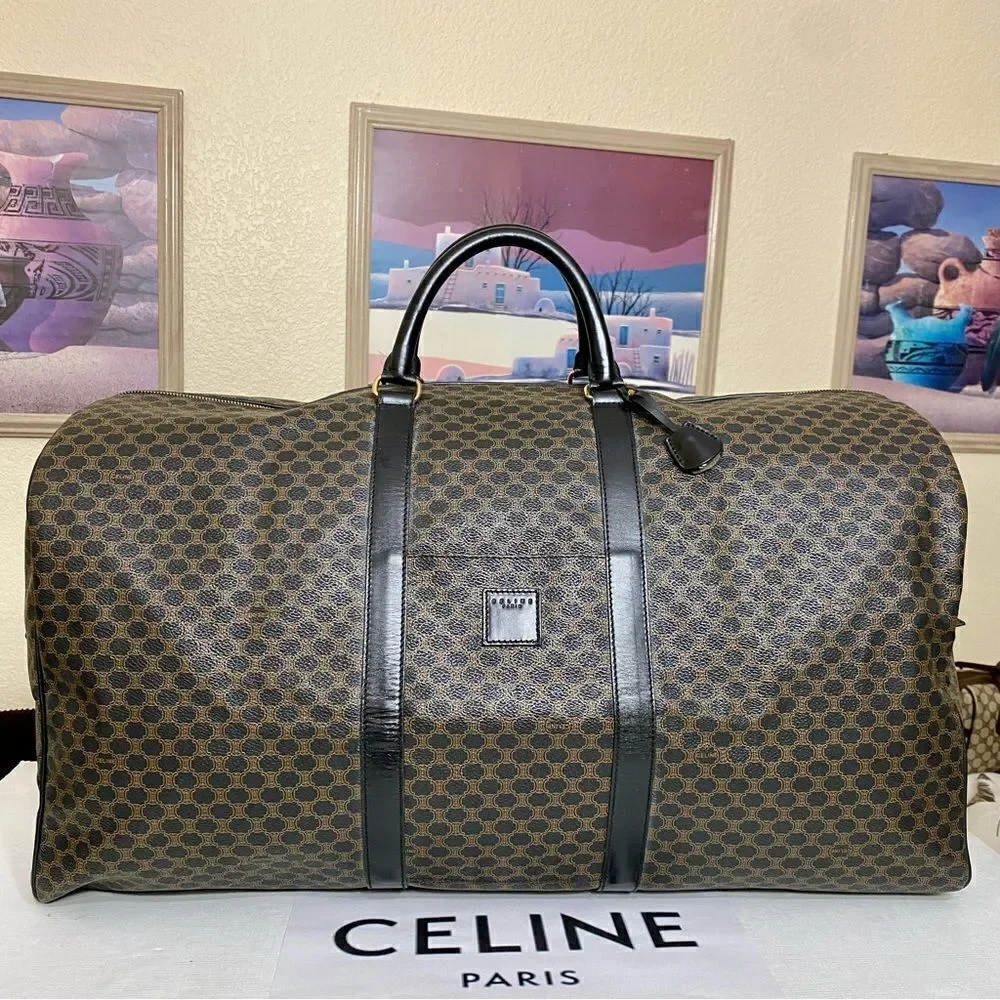 CELINE Black Brown Pvc Leather Travel Bag 🧳 MC98/2
